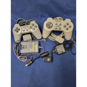 Sony PS1 & 2 Original Controller, AC Adaptor,  RFU Adaptor , Game Pad Controller